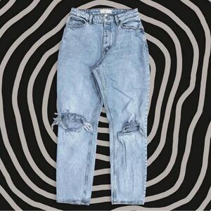 Abercrombie & Fitch Light Blue Distressed Women's Straight Leg Jeans